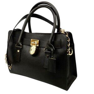 MICHAEL KORS~Hamilton East West~ DARK BROWN LEATHER SATCHEL TOTE BAG NEAR NEW